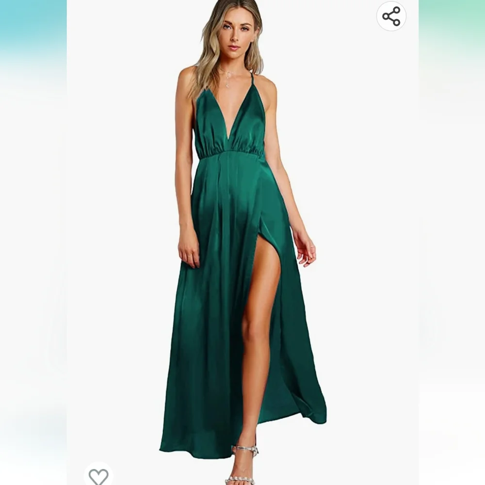 Satin dress with slit - Picture 1 of 8